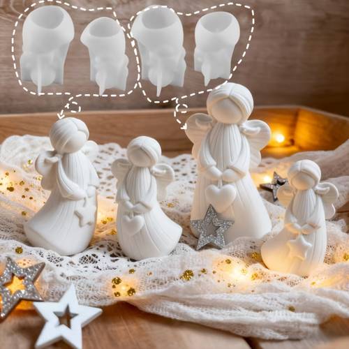 resin mold 4pcs resin silicone mold set for casting star fairy gypsum ornament home decor holiday gift crafting supplies 2 large and 2 small