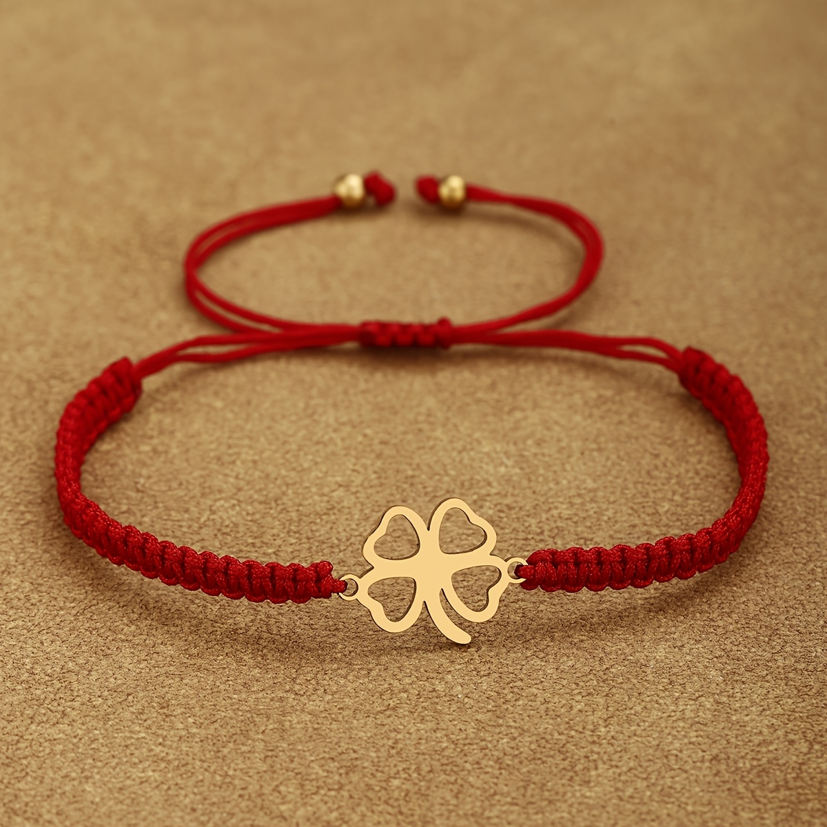 TEMU A 304 Stainless Steel Clover 18k Gold-plated Bracelet, A Simple Adjustable Hand-woven Nylon Rope Flower Bracelet, In 12 Color Combinations As A
