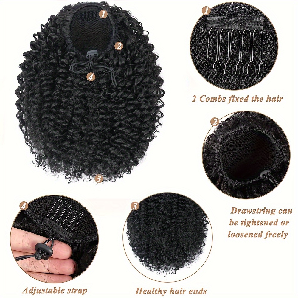   elegant afro   ponytail extension for women drawstring natural look for daily wear parties details 4