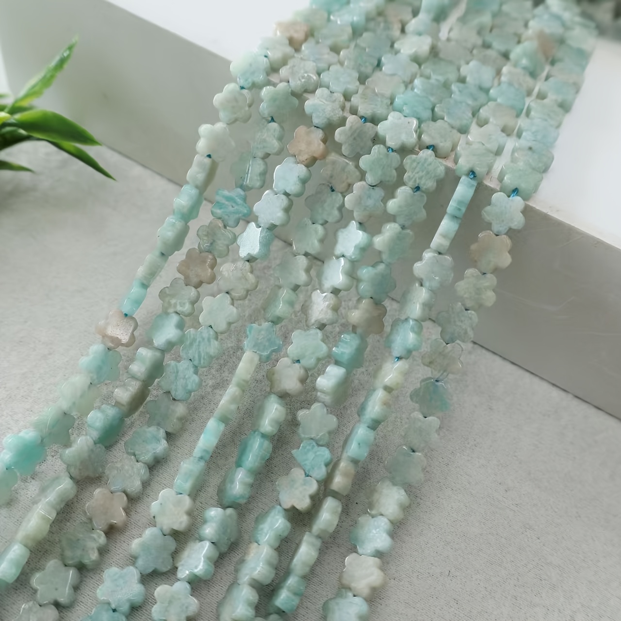 10pcs 6mm New Style Amazonite Beads, Five-petal Flower Shaped Loose Beads, Semi-finished Findings For Diy Bracelet & Necklace Making