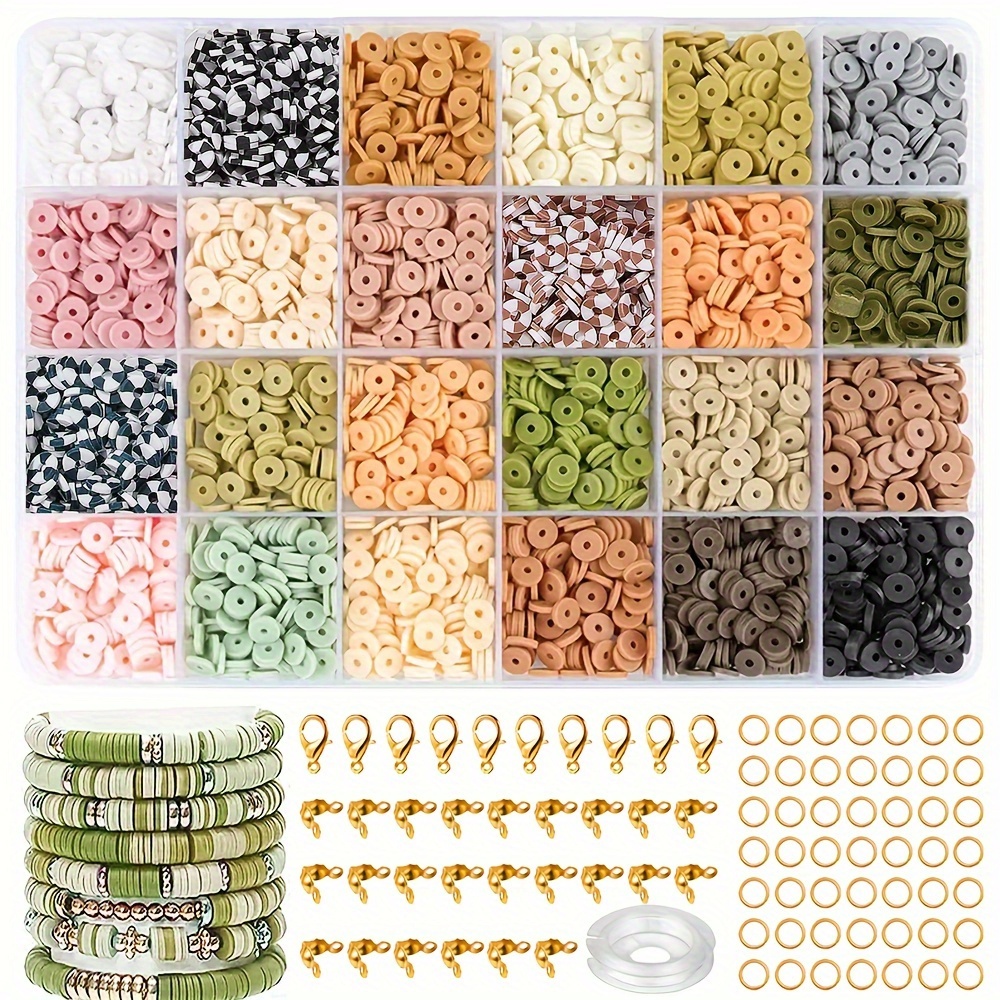 

Boho Chic 2400pc Polymer Clay Bead Kit - 24 Vibrant Colors With Black Stone Accents, Includes Charms & Findings For Diy Friendship Bracelets And Jewelry Crafting