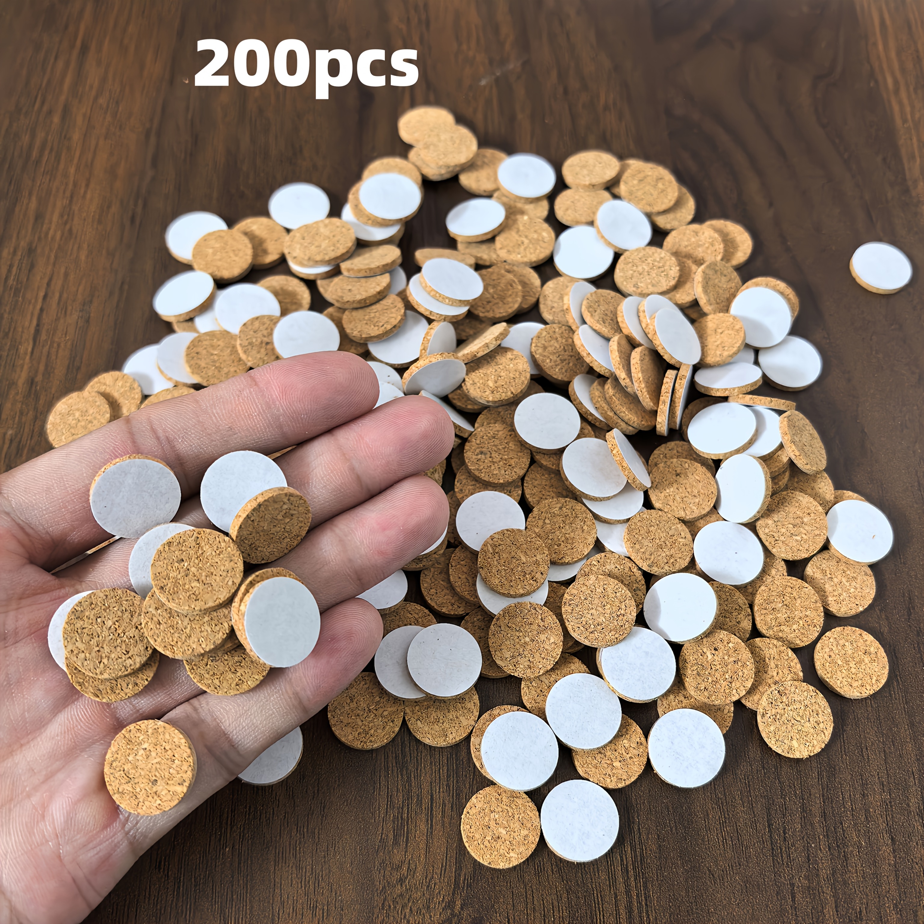 TEMU 100/200 piezas de almohadillas de corcho autoadhesivas, almohadillas redondas resistentes al , diámetro de 10 mm, grosor de 1.5 mm, almohadillas