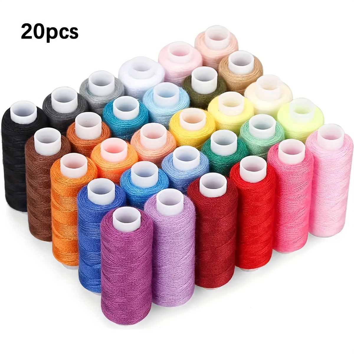 

20-piece Polyester Sewing Thread, 5000 Yards Total - Assorted Colors For Diy Crafts, Hand Stitching & Repairs On Clothes And Socks Sewing Supplies Stitch Items
