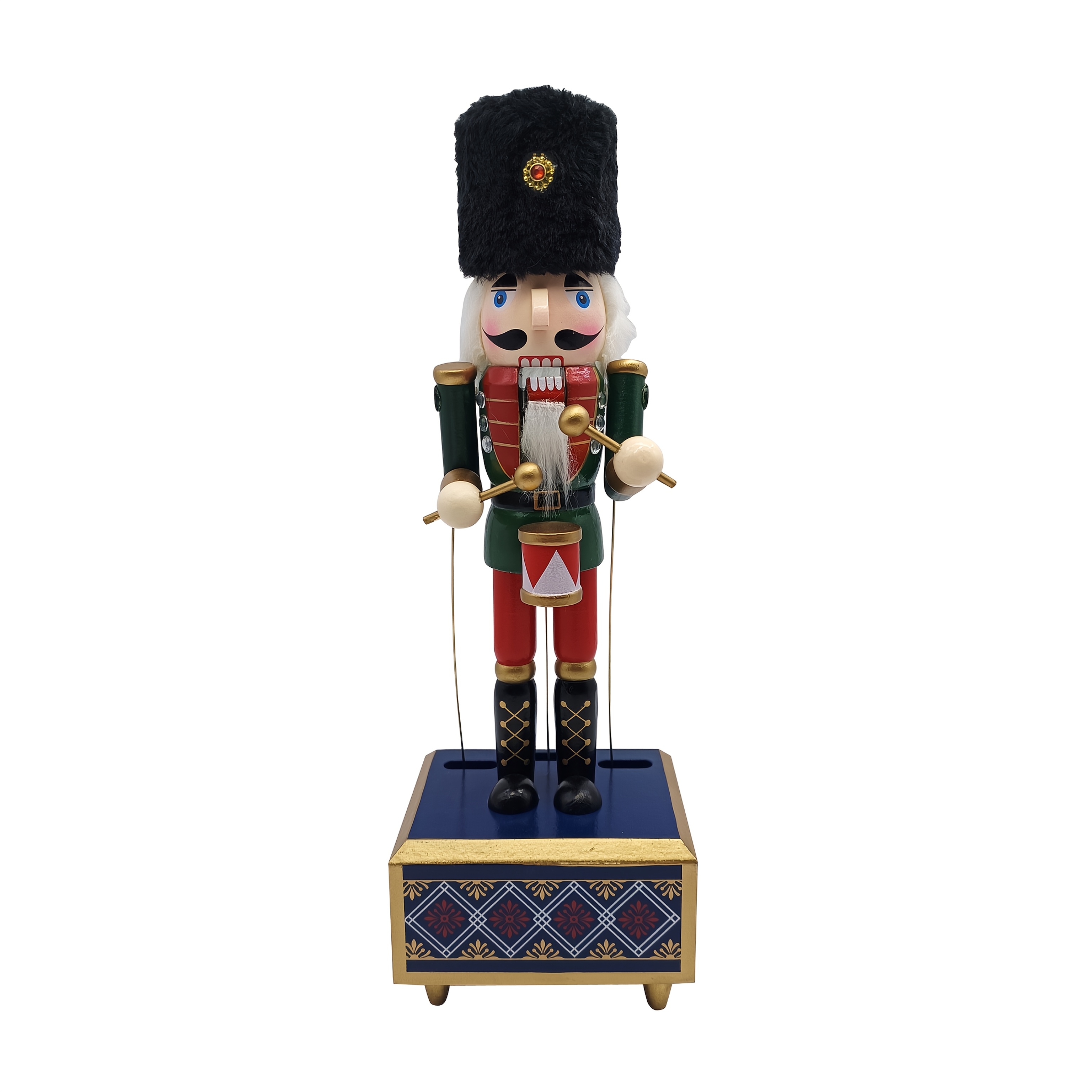 TEMU Nutcracker Soldier Wooden Music Box - Hand Crank, Interactive Audio, Christmas & Home Decor