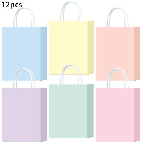 12 18 24 30pcs colored paper gift bags gift packaging with handles for parties birthdays valentines day christmas gift packaging storage bags shopping bags small business supplies decoration multipurpose 6 colors
