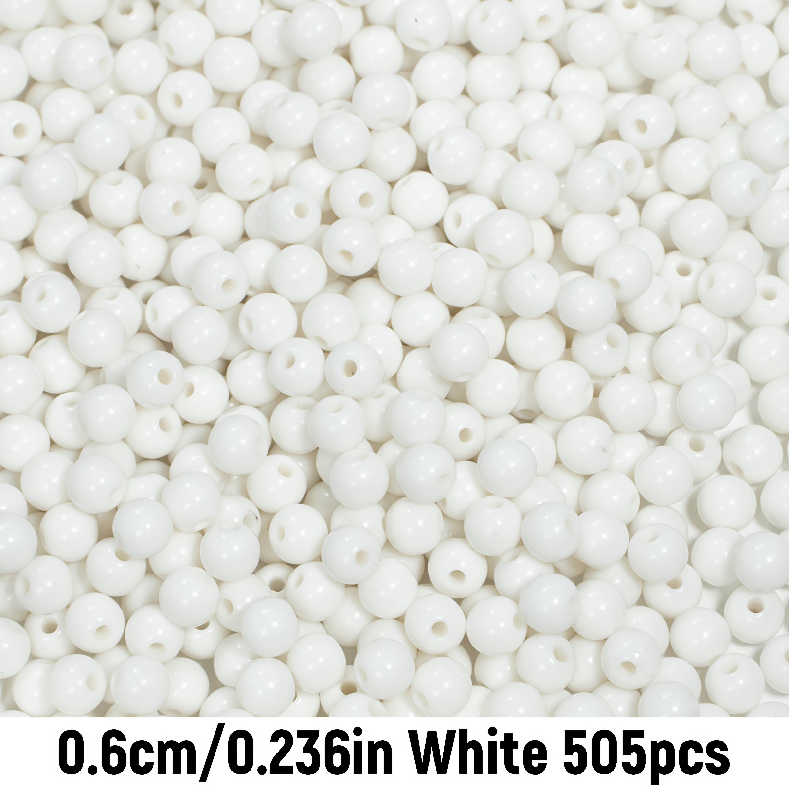 TEMU 505pcs/305pcs de perles rondes en acrylique blanc de 6mm/8mm pour la création de bijoux que bracelets, et