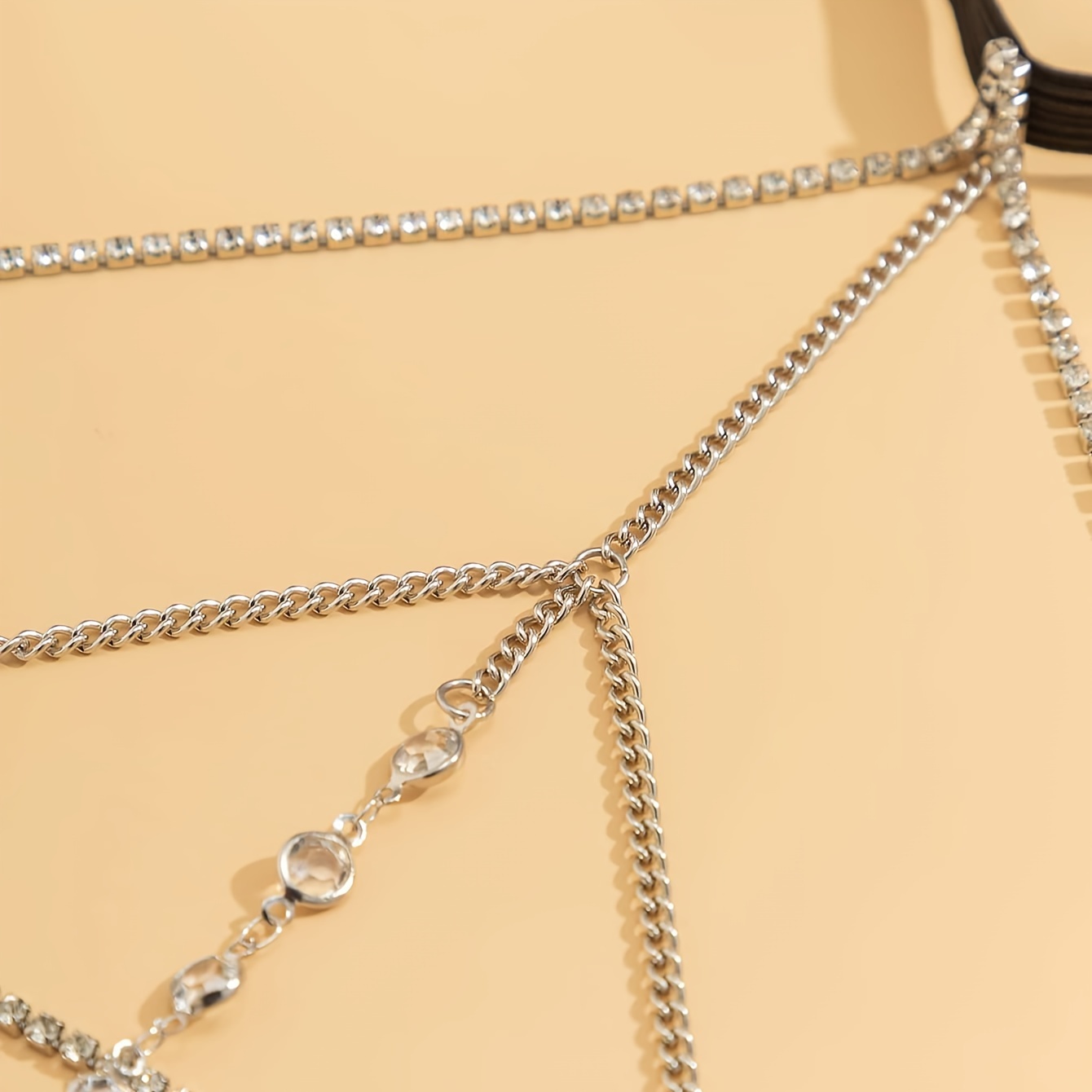 Sexy Thigh Chain with Tassels & Crystals, Elastic Bands