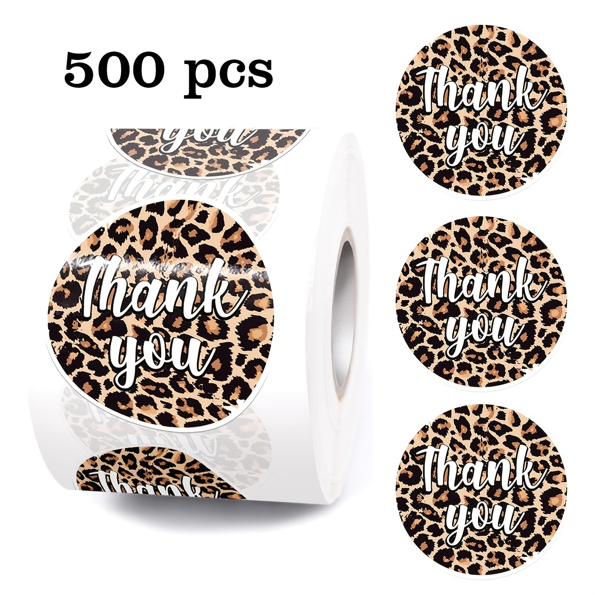 TEMU 500 Adesivi Rotondi da 1 Pollice con Stampa Leopardata Retro e Scritta "Grazie" in Inglese, Ideali per Feste, Compleanni, Matrimoni, Decorazioni