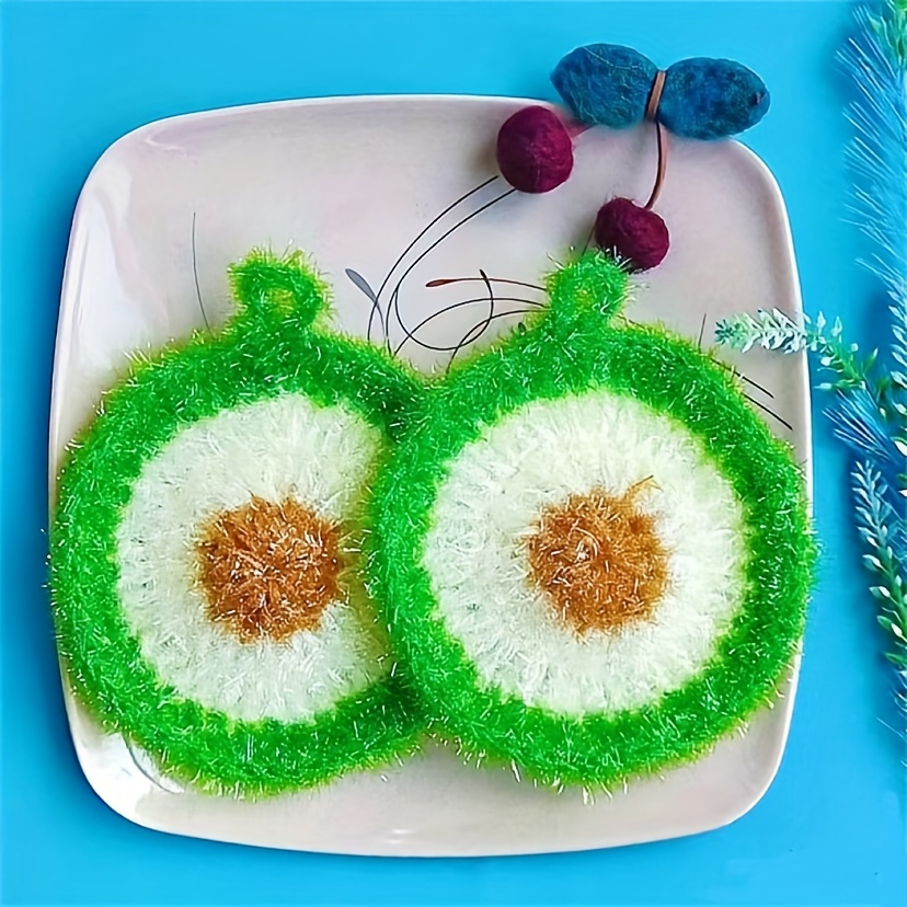 

2/5/10pcs, Korean Handmade Dishcloths, Creative Fruit Design Dish Towel, Acrylic Avocado Dish Cleaning Pad, Washable Cleaning Brush, Cleaning Supplies