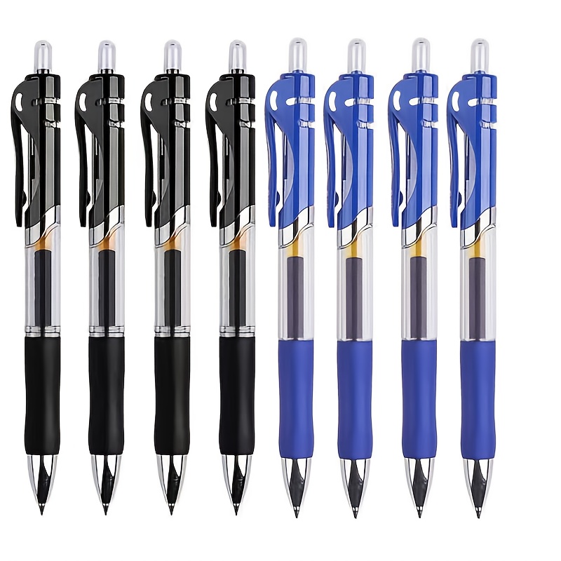 TEMU 8pcs High-capacity Writing Pens, Gel Pens In Black And Blue, School And Office Supplies