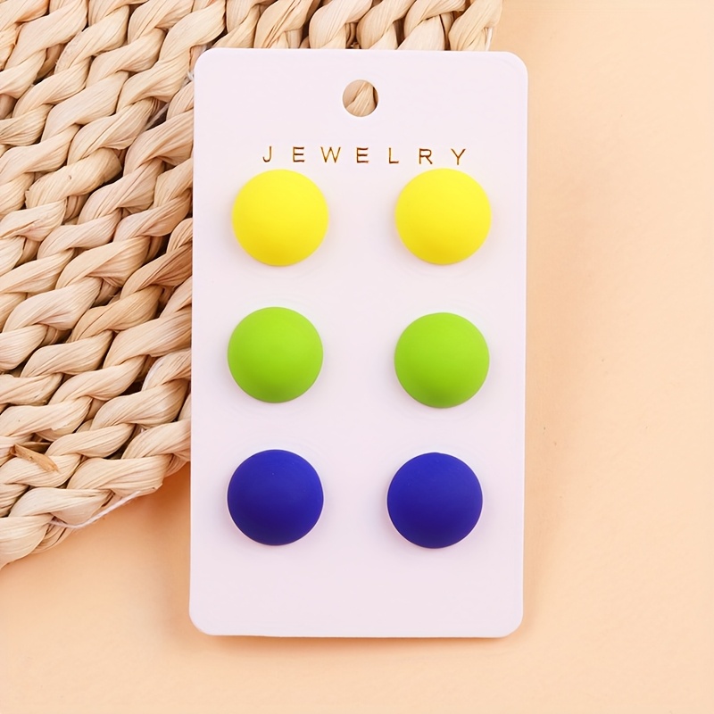 3 Pairs Of Candy-colored Round Bean Acrylic Earrings, Easy And Fashionable Circle Earrings, Ear Additions For Women