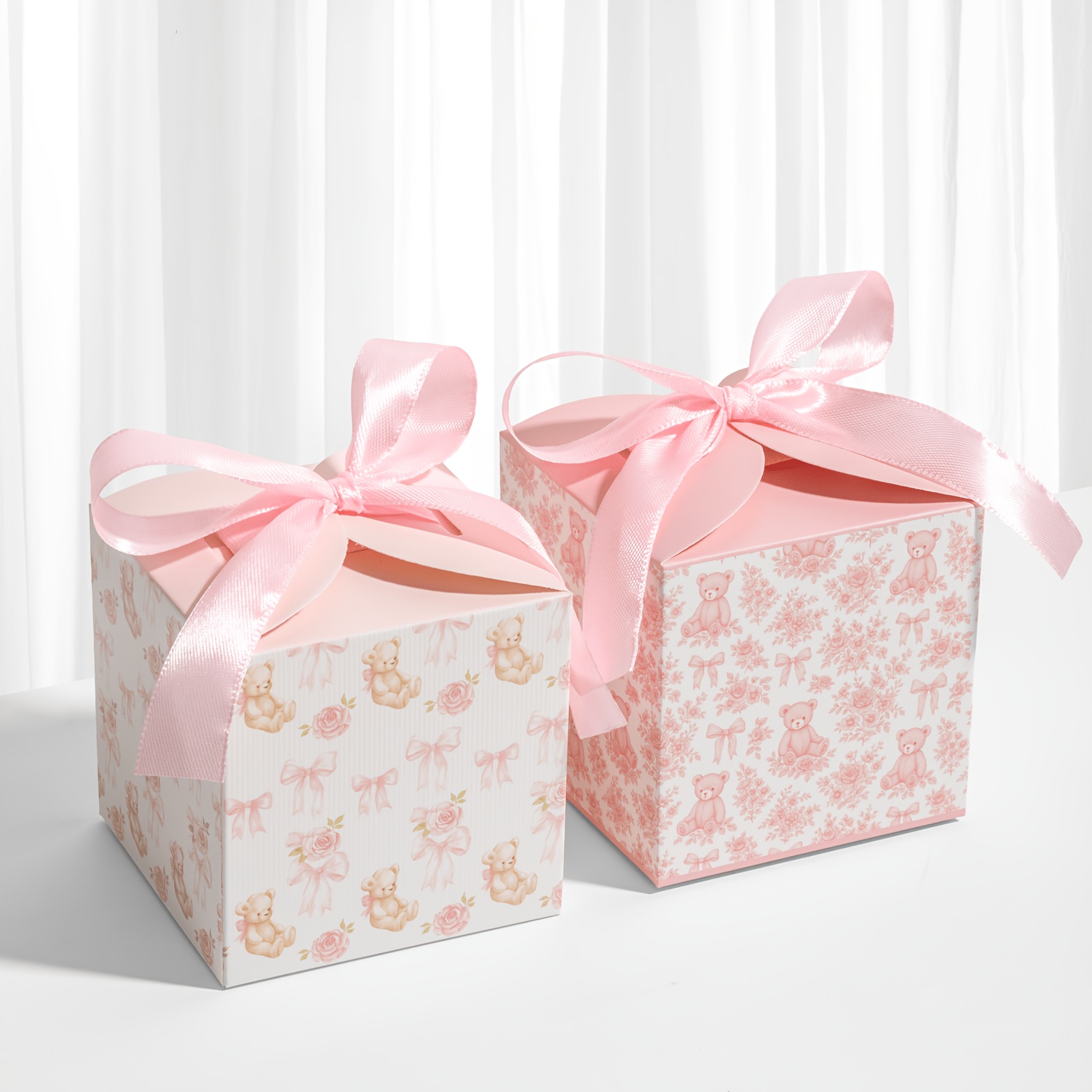 TEMU Regalo /Lui: Set di 12 scatole di caramelle a tema orsetto Teddy, decorate con fiocchi, per baby shower e feste di compleanno. Queste