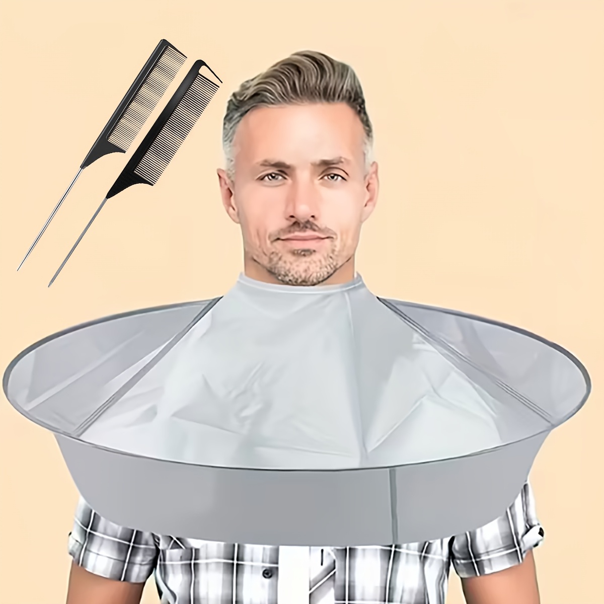 TEMU 3 pièces Cape de Coiffure, Tissu de Coiffure Ajustable avec Peigne Noir - Tissu de Salon en Nylon Pliable, Couvre-Cheveux Unisexe pour Adultes,