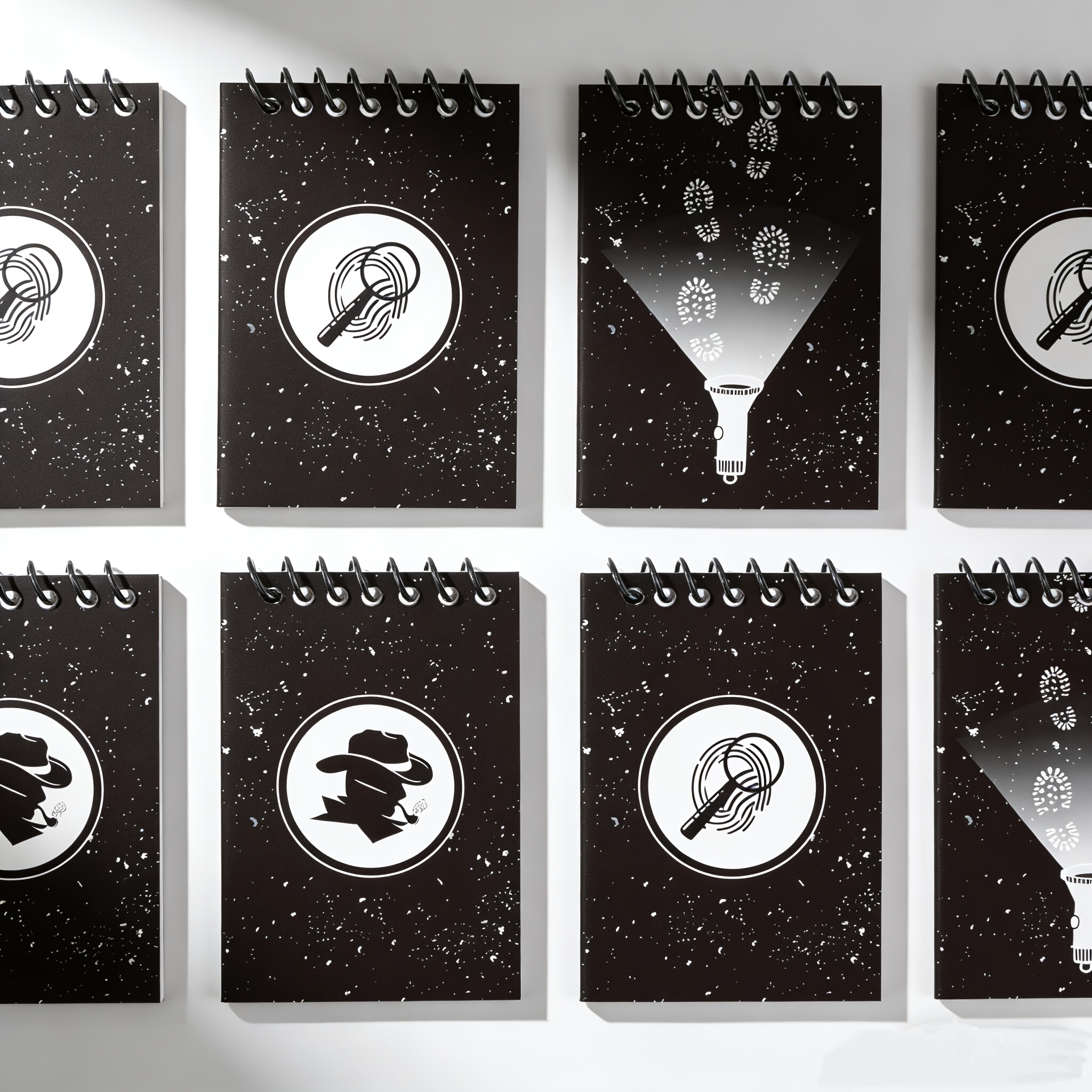 Image of 8pcs Detective Pocket Notebooks, Mini Spiral Notepads With Blank Pages, Unique Detective Themed Designs For Spy Parties, Mystery Events, Gifts & Office Use