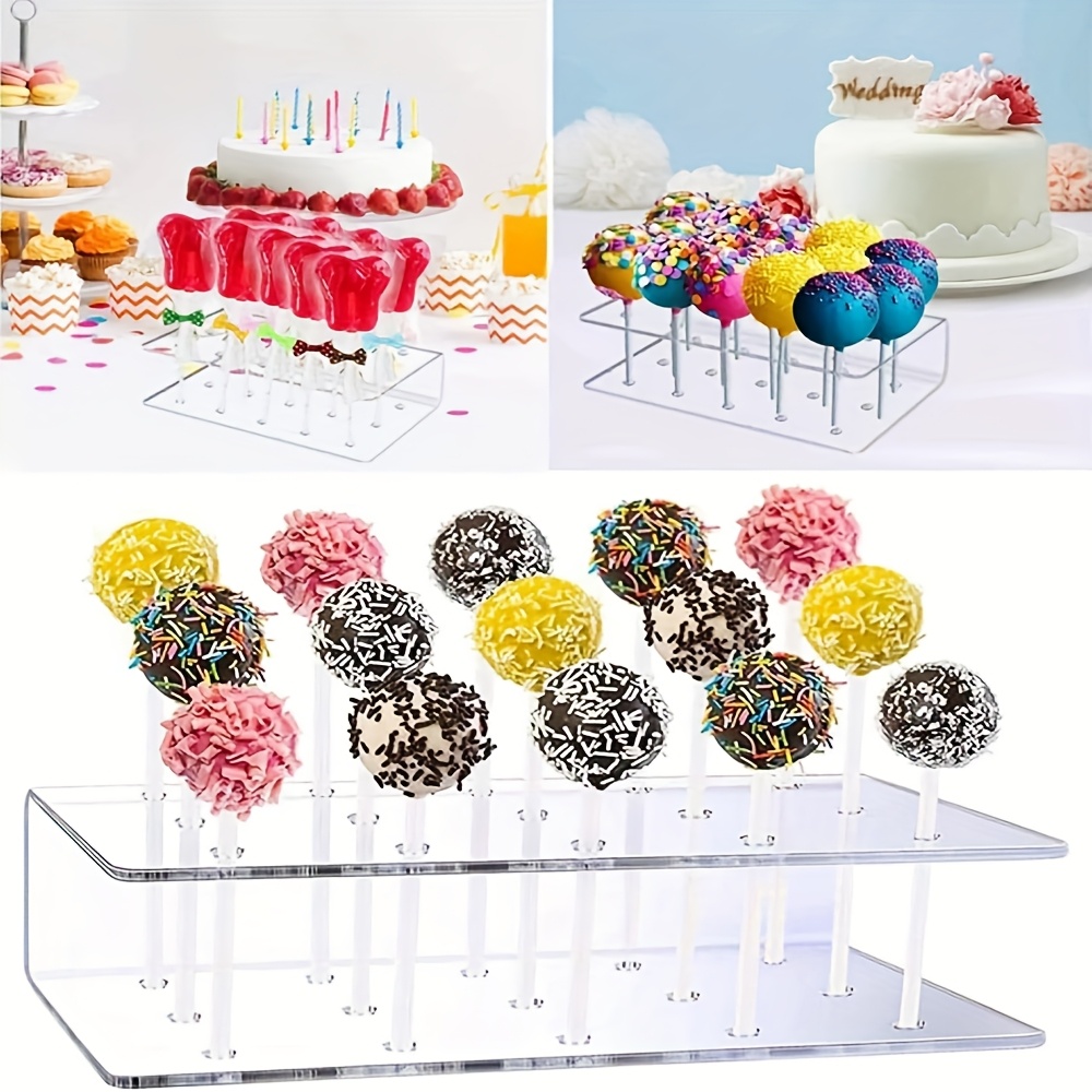 

2pcs 15 Hole Acrylic Lollipop Display Stand, Easter Acrylic Clear Cake Holder,suitable For Valentine's Wedding Birthday Party Lollipop Cake Stand Party Supplies, Room Dining Table Decorations