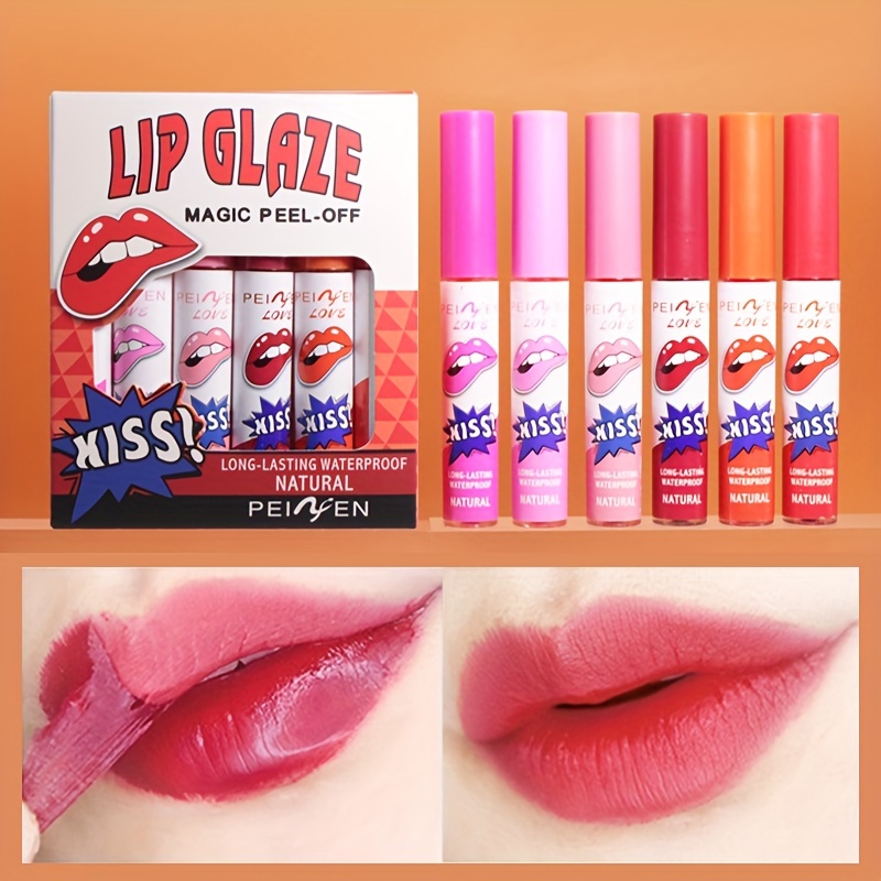 

Peel-off Lip Glaze, Long-lasting Waterproof Lip Gloss Set, Non-fade, Non-stick Cup, Includes Tear-off Lip Mask, Vibrant Red Shades Selection