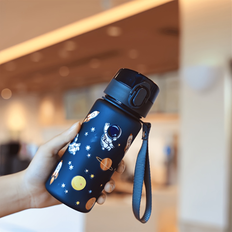 Image of 400ml 3d Printed Water Bottle With Cute Pattern, Portable Plastic Water Bottle With Carrying Strap, Outdoor Sports Water Bottle With 3d Stereoscopic Pattern
