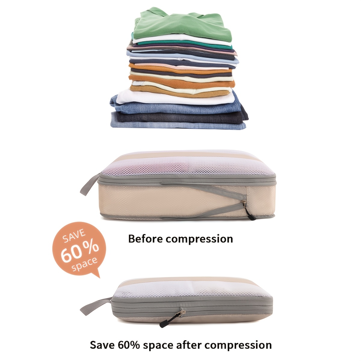 9pcs foldable compression see through travel organizer set toiletry cosmetic storage bag clothes shoes classification luggage bag