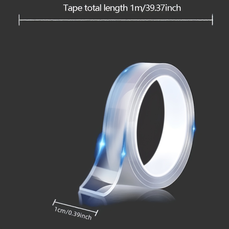 TEMU 3 Rolls 9.84ft Super Strong Nano Double-sided Tape, Washable Reusable Transparent Double Tape, Suitable For Kitchen Bathroom Supplies