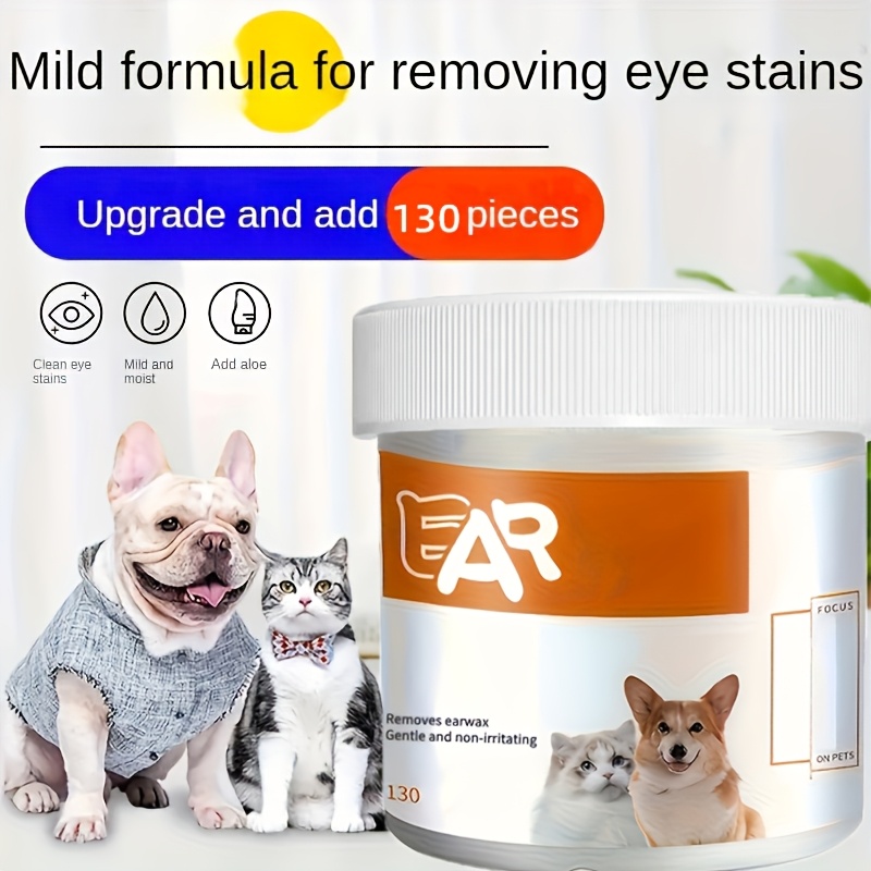 130pcs pet eye wet wipes cat eye cleaner removing tear stains durable polyester material safe for cats Product details 0