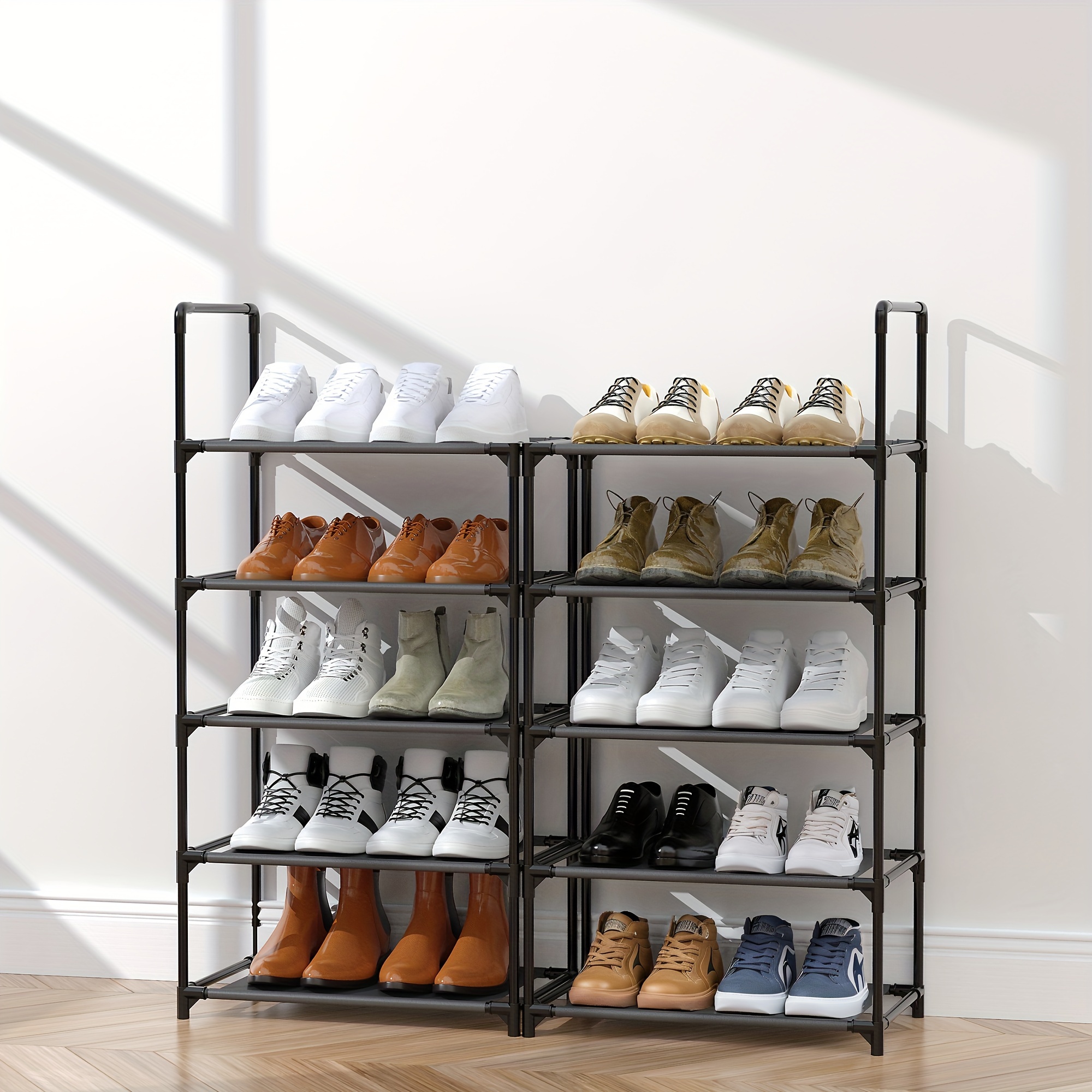 

10- Rack For Cloest, Organizer For Entryway Hallway, Storage For 20-24 Of And , Narrow Metal ()