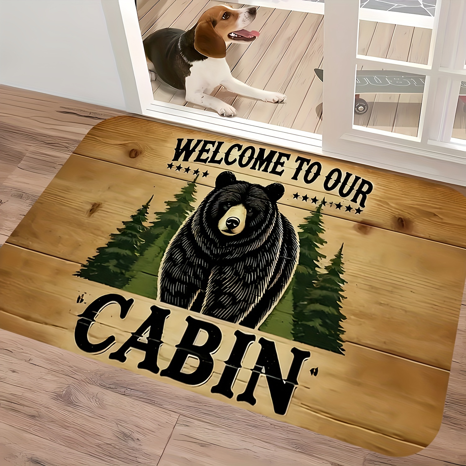 

Welcome Doormat - Non-slip, Stain Resistant, Machine Washable Polyester Fiber Mat For Home And Cabin Decor - Ideal For Bathroom, Living Room, Bedroom, Kitchen, Office