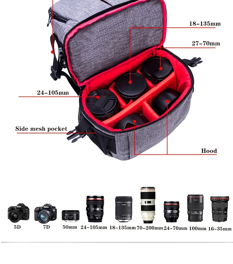 borsa per fotocamera professionale multifunzionale da esterno di   capacità con divisori interni rimovibili, borsa per fotocamera dslr a    , borsa per  ,   da esterno per fotografia Dettagli dell'articolo 6