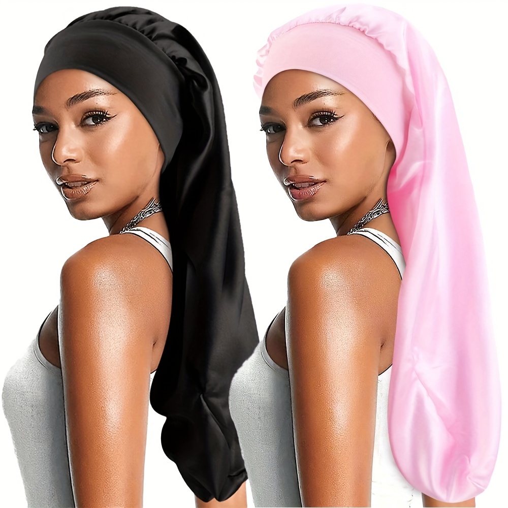 

2-pack Ztzi Bonnets, 100% Polyester, Adjustable Tie, Reusable Unscented Night Caps For Women, For Long Braids