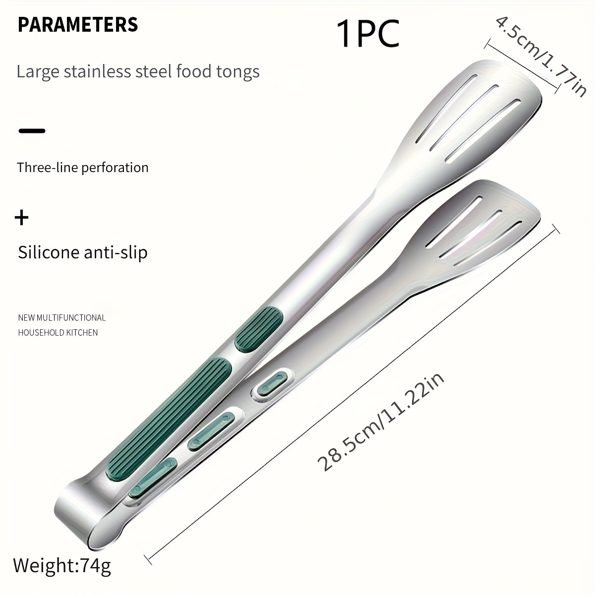 TEMU 1 Of 3 Stainless Steel Kitchen Tongs For Cooking, Serving And Bbq - Non-slip Grip, Metal Food Tongs For Salad, Bread, Grill - Cooking Utensils