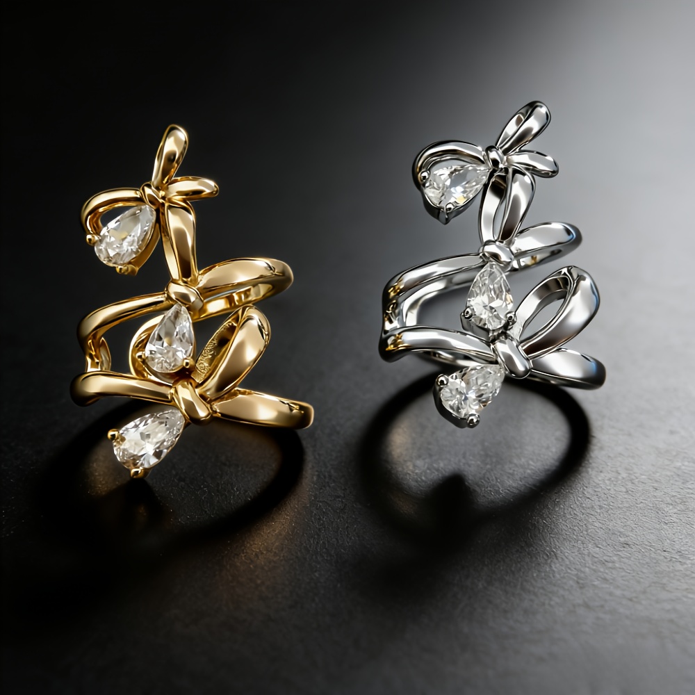 Women's 18K Golden Plated Personalized Bow Earring Clip, Unique Design