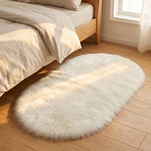 1 oval plush floor mat small apartment household floor carpet soft and comfortable lightweight and portable foldable to suitable for home entrances and other indoor scenes for home decoration carpet