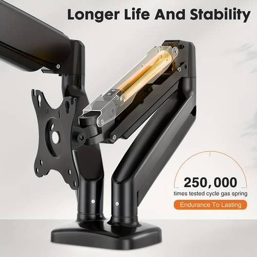 dual monitor stand adjustable desk mount arm for support 13 to 32 inch and 17 6lbs heavy duty screen 2 gas spring computer monitor holder with clamp and grommet base vesa bracket 75 and 100