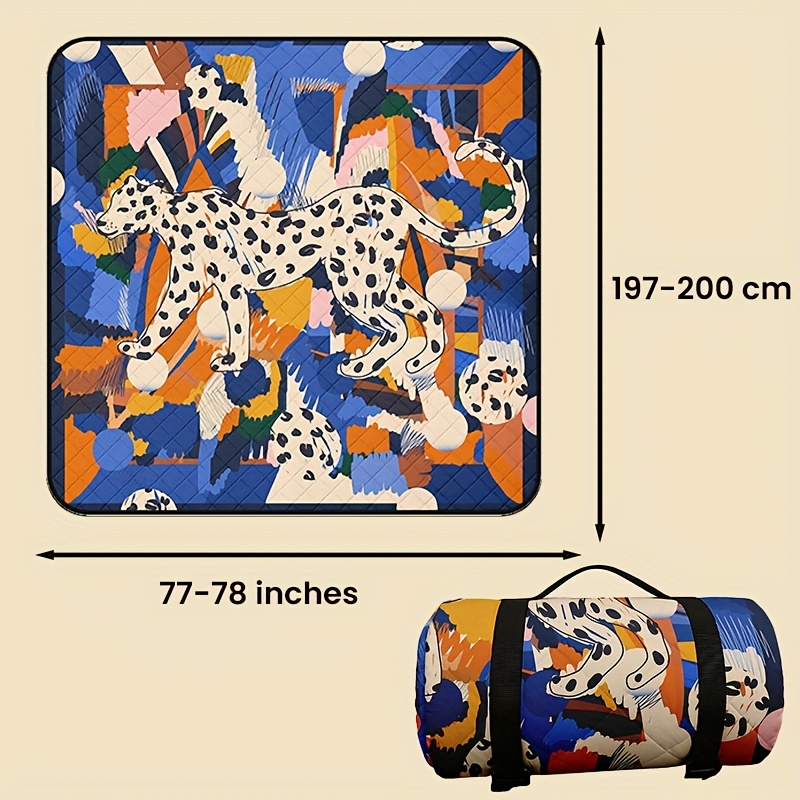 [Picnic Mat] Extra Large Thickened Picnic Mat for 4-8 People - Heavy-Duty 3-Layer Padded Cushioned Base, Non-Slip Foldable Outdoor Blanket with Carry Strap, Large 80x80 Inch Party Mat for Camping, Beach, BBQ, Family Gatherings - All-Season Portable Backyard Decorations, Picnic Table Cover, Camping Accessory, Durable Polyester, Group Outings