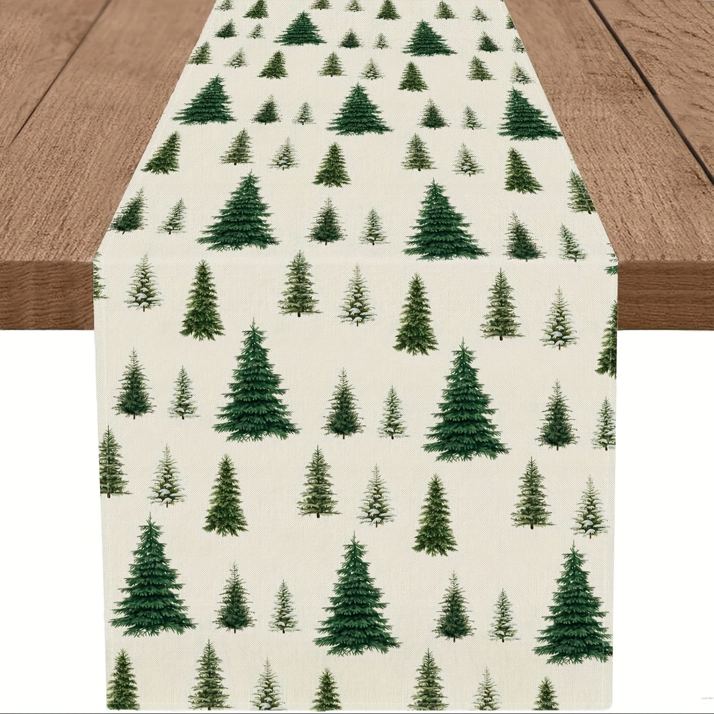 

Christmas Tree Linen Table Runner - Holiday Dining Decor, Home & Kitchen, In 3 Sizes (13x48", 13x72", 13x108")