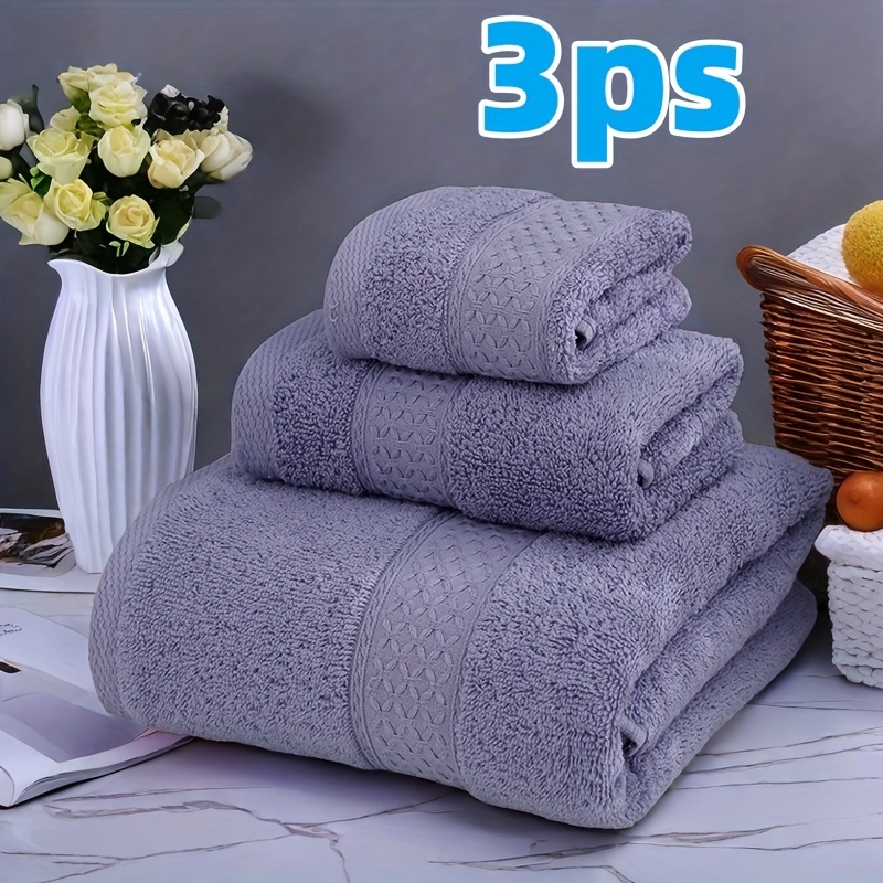 

3pcs High-grade Hotel Cotton Towel Set, Solid Color Absorbent Towel, Multi- Bath Towel Set, Hand Towel, Bath Towel, Fitness Bathing Supplies With Multiple Colors