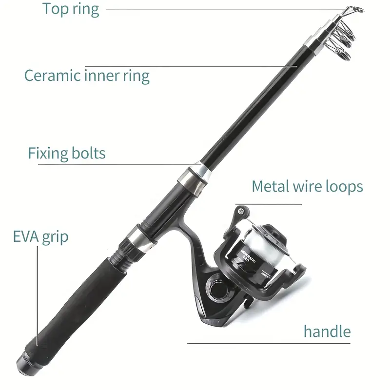 best starter telescopic fishing rod Reel Full Kit Portable Travel Spinning Pole Reel Lure Carry Bag This is a bold The 8 Best Fishing Rod