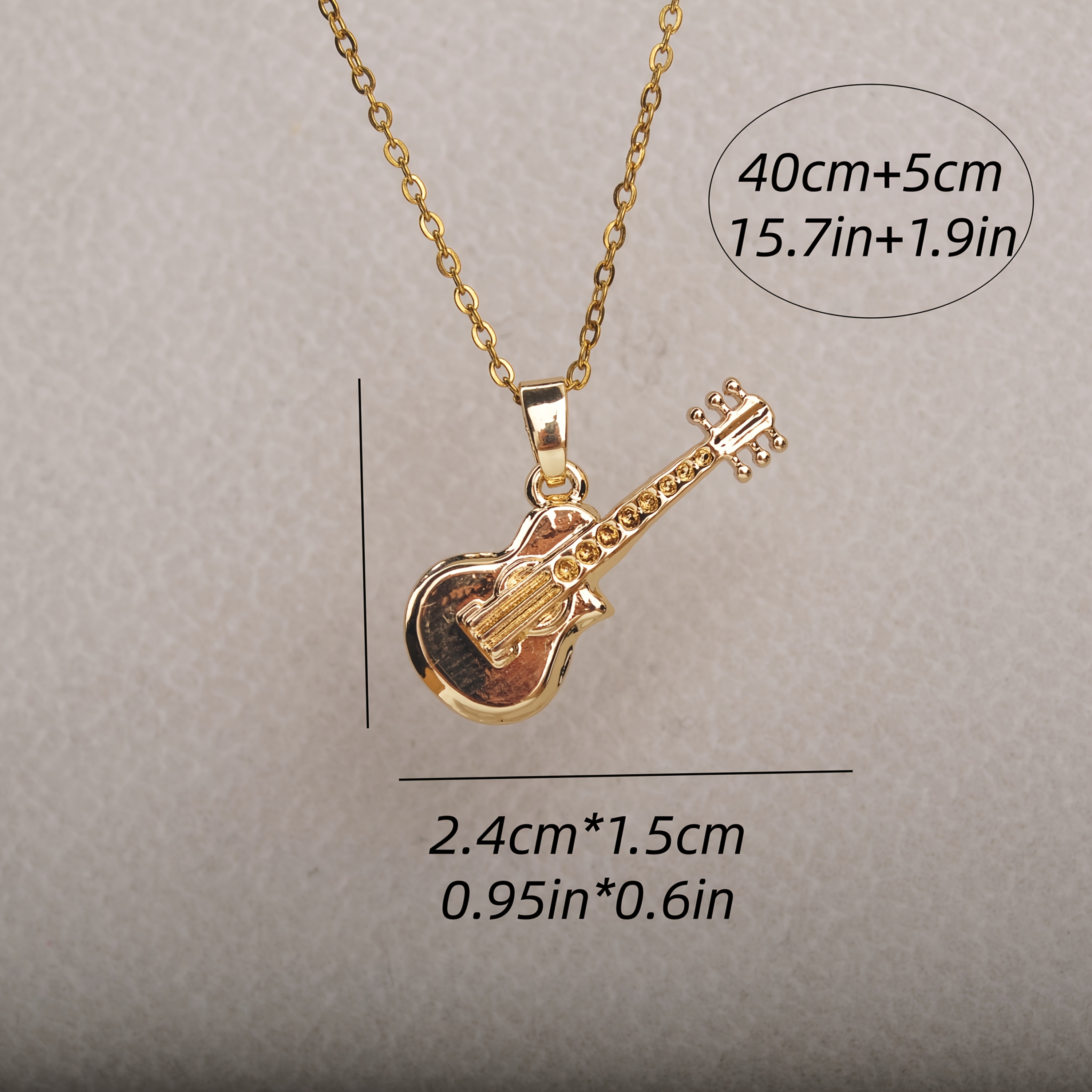 TEMU A Stainless Steel Guitar Pendant Necklace, Fade-resistant, Exquisitely Elegant, A Fashionable Women's Necklace Suitable For Daily Commutes Or