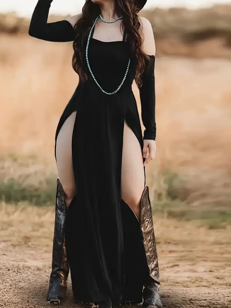 dresses with thigh high slits plus size Wholesale Deep V-Neck Fishtail Evening Dress with Thigh-High Slit