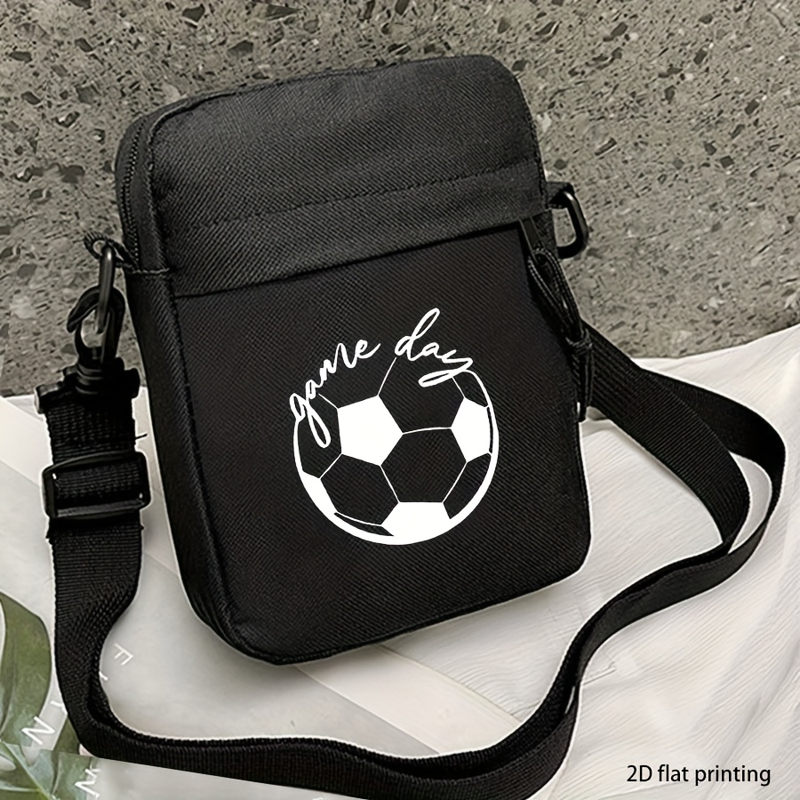TEMU Casual Football Printed Oxford Crossbody Bag, Adjustable Strap, Zipper Closure, Polyester Lined, Daily Shoulder Bag (2d Flat Printing)