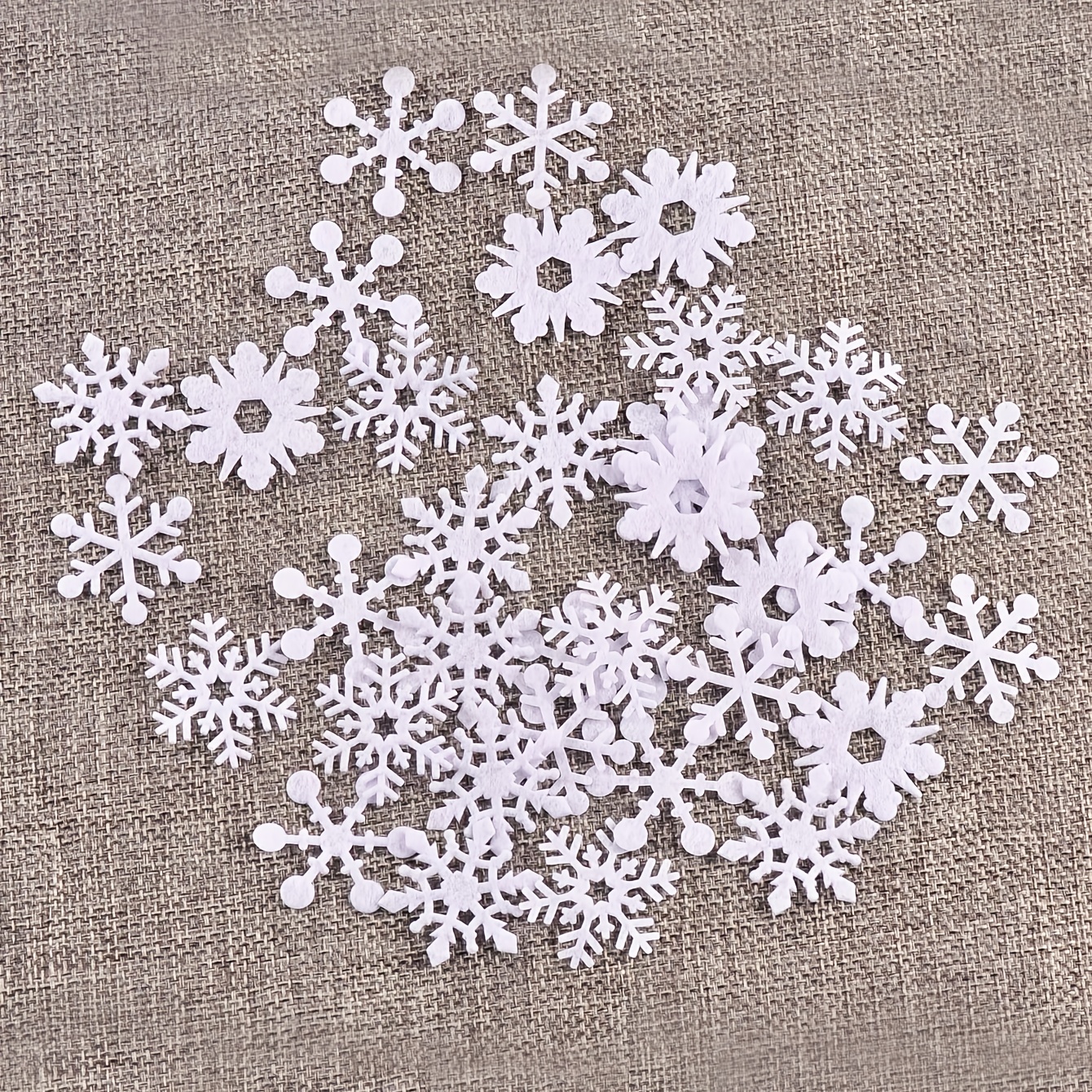 TEMU 100pcs 30mm White Mixed Snowflake Shapes For Christmas And New Year Clothing Headwear Home Decor Exquisite Personalized Sewing Additions