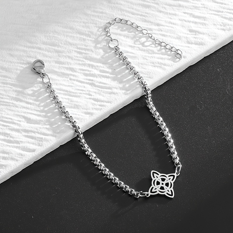 304 Stainless Steel Witch Knot Bracelet, Irish Lucky Amulet