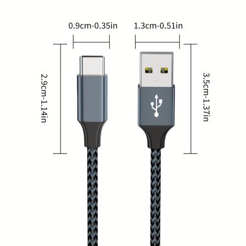 quick charging data cable three piece set usb a to usb c nylon braided wire suitable for samsung google for huawei lg for sony oppo xiaomi supports data transfer 35 43in 70 87in 106 3in