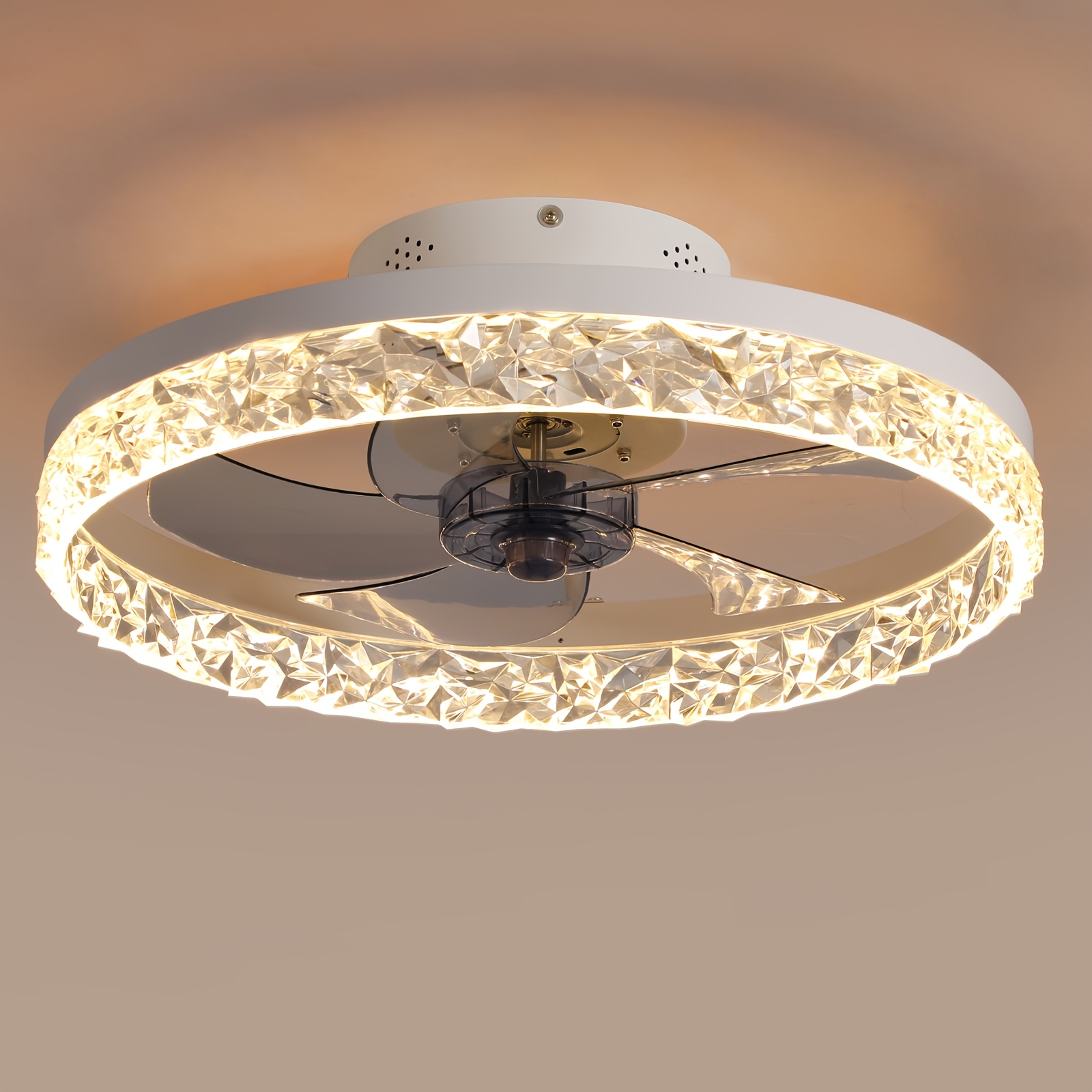 TEMU Ceiling Fans With Lights And Remote, 20" Modern Low Profile Ceiling Fan, 6-speed Quiet Reversible Motor, Flush Mount Led Fan Light, Dimmable For