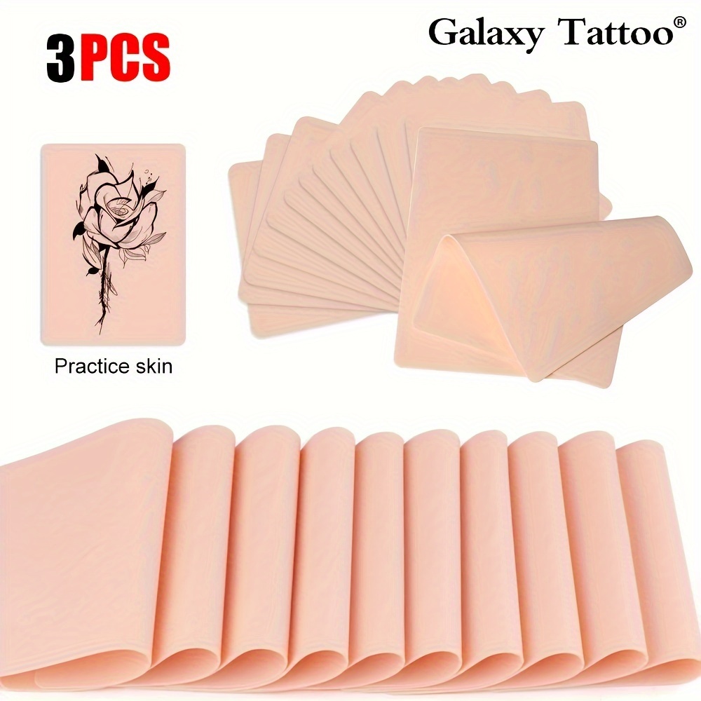 

Galaxy Tattoo 3-pack Blank Practice Skins For Beginners - Double-sided Silicone Faux Leather For Eyebrows & Lips, Pink