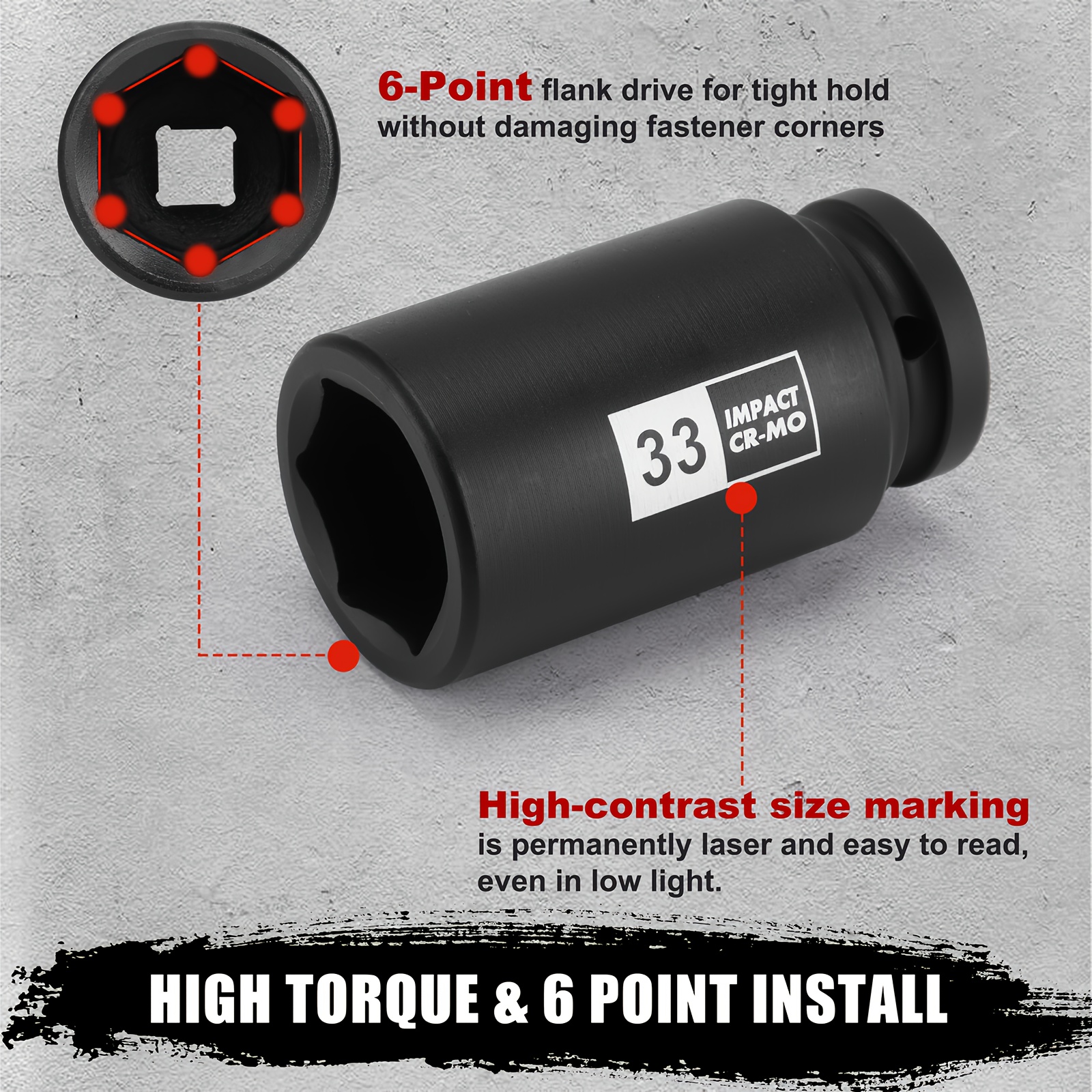 13pcs Heavy-Duty 3/4" Drive Deep Impact Socket Set