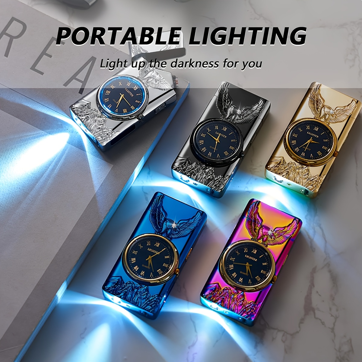 dual arc plasma lighter 3d     led illuminated dial usb rechargeable emergency fire starter for camping hiking   collectors edition metal lighter with   accents hiking gear sleek metallic   intricate   0