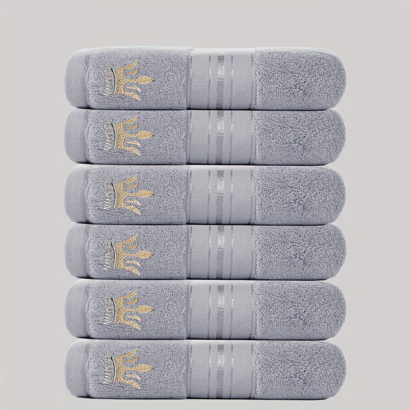 6pcs Bath Towel Set, 35*75cm / 13.7*29.5 inches, Crown Embroidered Pure Cotton Towels, 100% Cotton Material, Quick-Dry and Absorbent
