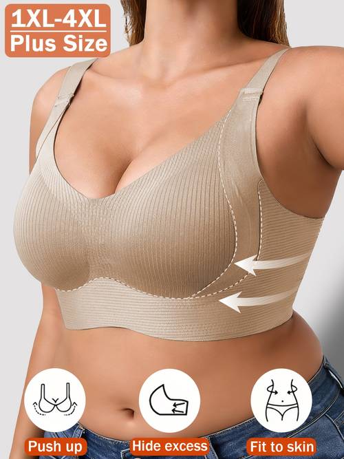 womens plus size lift support bra anti sagging adjustable breathable seamless wire removable padded high support straps multiple colors moisture wicking stretch fabric suitable for wearing in daily casual sports settings like