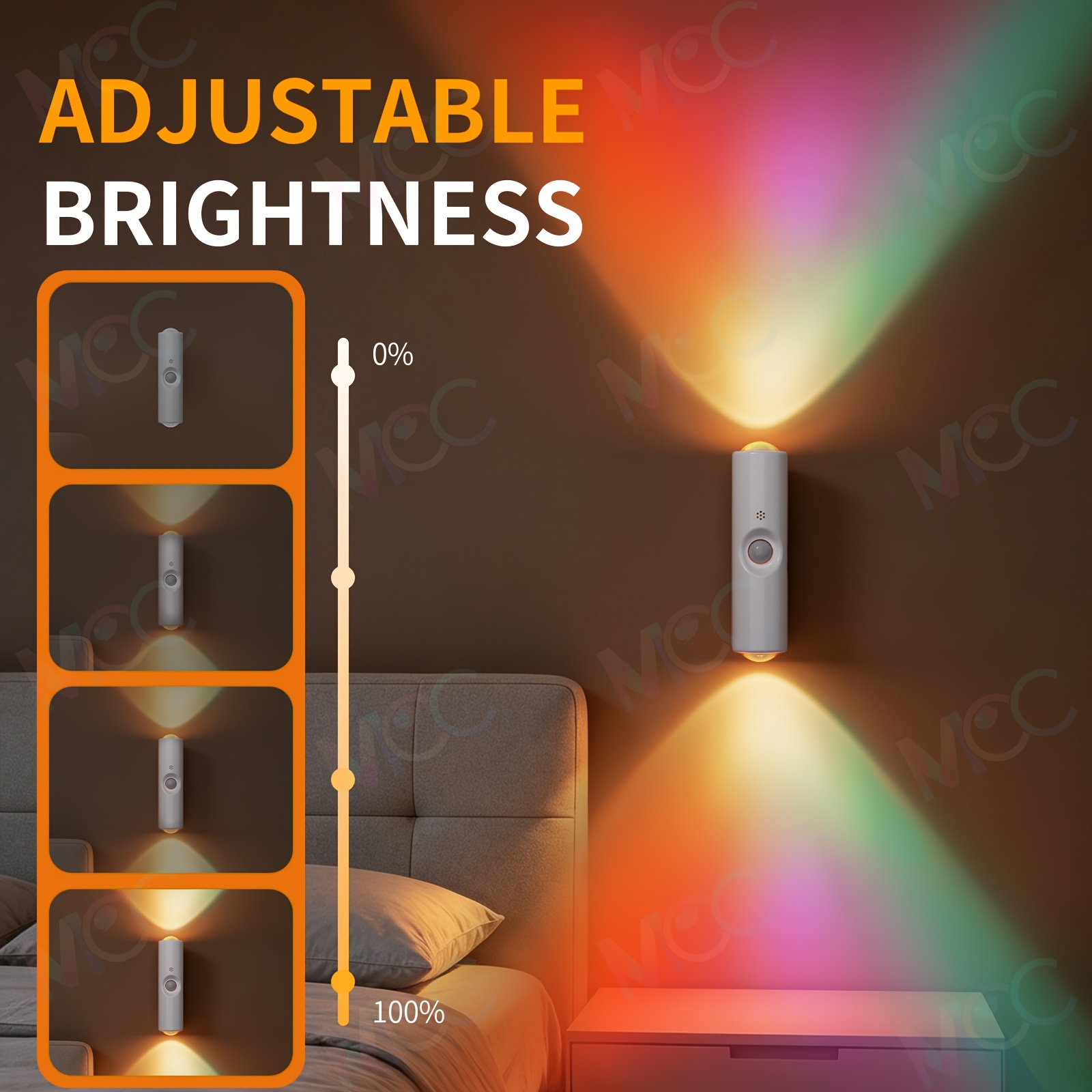 led magnetic night light dual voice motion sensor 9 colors with dimmable brightness 665mah long magnetic installation hallway bedside and storage room ambient lighting Product details 5