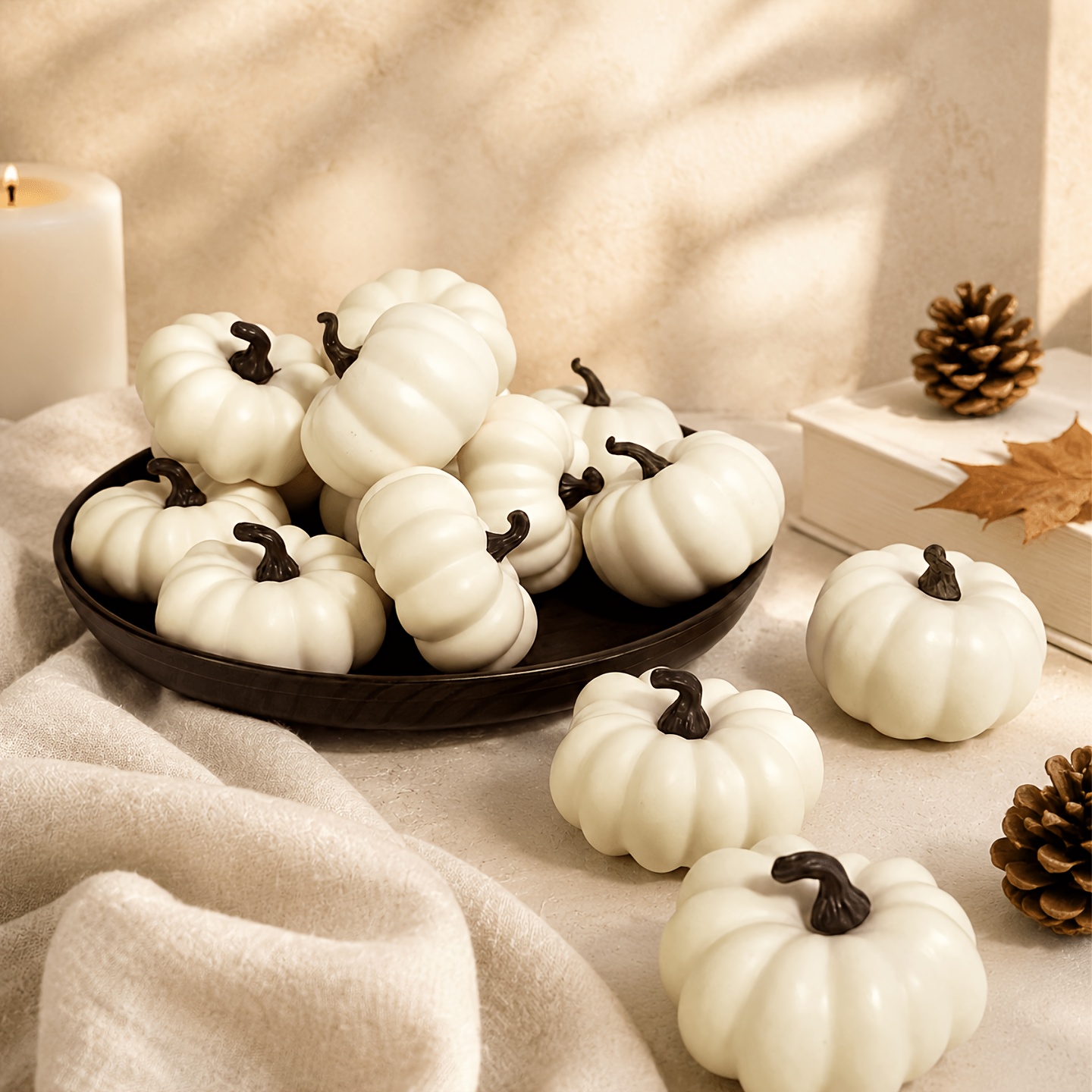 Image of 6pcs Artificial Foam Pumpkin Decor, Farmhouse Fall Home Decorations For Table Centerpieces, Fireplace, Porch, , Halloween, Thanksgiving & Holiday Party Decor